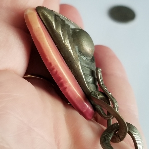 Relisted - Vintage Art Deco cloak clasp rust orange autumn fall early plastic - Picture 3 of 16